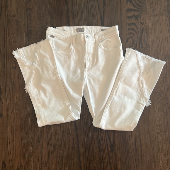 Citizens of Humanity white jeans Drew Fray high rise crop flare sz 27 - Picture 10 of 11